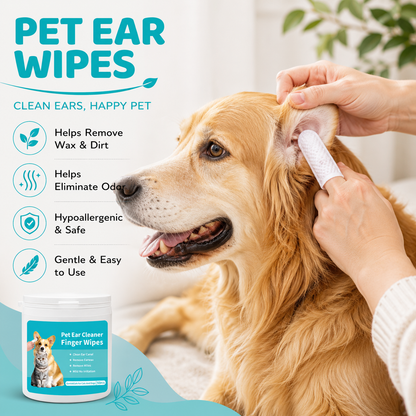 🔥 Last Day! 60% OFF Pet Ear Cleaner Finger Wipes for Dogs & Cats 🐾