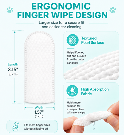 🔥 Last Day! 60% OFF Pet Ear Cleaner Finger Wipes for Dogs & Cats 🐾