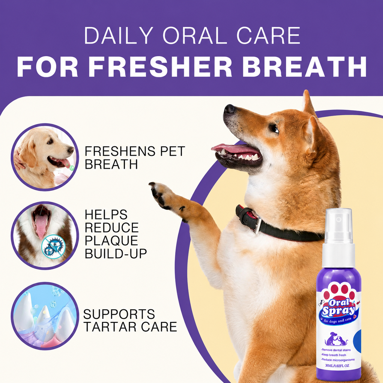 Gamlily® Pet Oral Spray ✅Freshen Breath, Remove Tartar & Promote gum regeneration, stabilize teeth 🦷