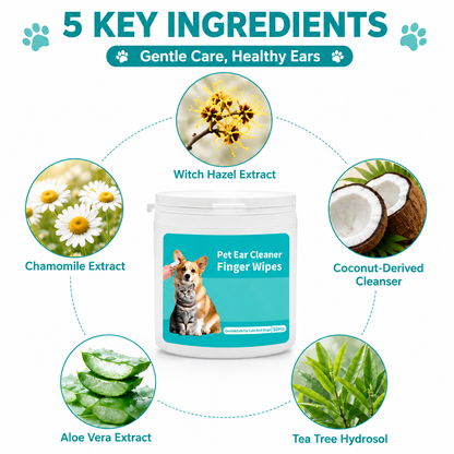 🔥 Last Day! 60% OFF Pet Ear Cleaner Finger Wipes for Dogs & Cats 🐾